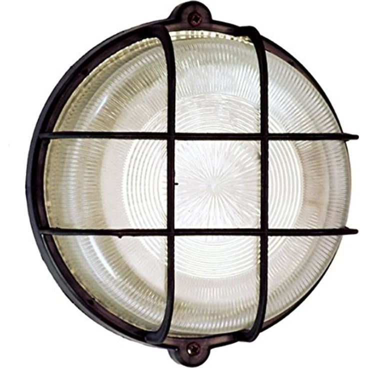 as - Schwabe Wandleuchte rund, max. 100 W, schwarz, Ø220 mm, E27 Fassung, spritzwassergeschützt IP44, mit Kristallglas und Kunststoff-Schutzkorb, ideal für Außenbereich und Keller, Nr. 66001