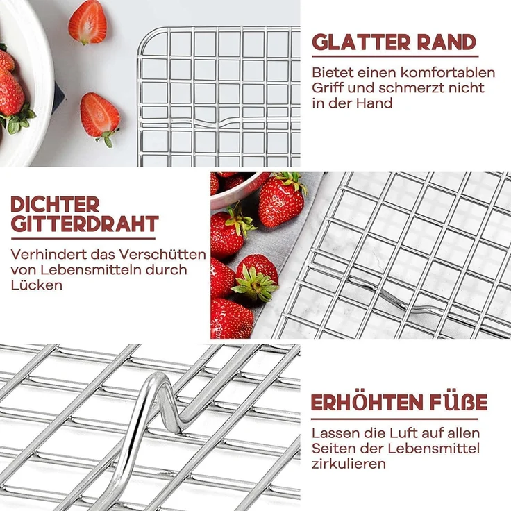 TEAMFAR Backblech Abkühlgitter Rechteckig Klein Edelstahl Ofenblech – Bild 4