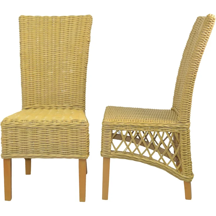 Rattanstühle/Esszimmerstühle im 2er-Set, handgeflochten, beige – Bild 3