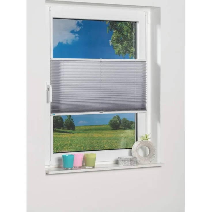 K-home 688899-11 Klemmfix-Plissee 80x210 cm (B x L) Grau Lichtschutz +++ Moderne Crushed Optik +++