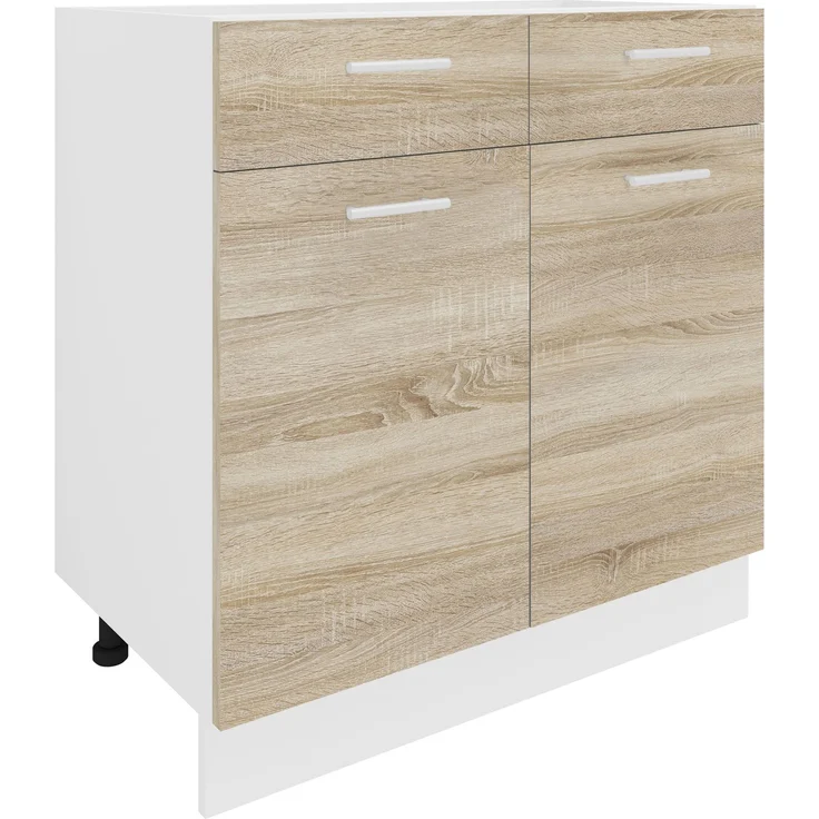 VCM Küchenmöbel Unterschrank Esilo 918641 Weiß / Sonoma-Eiche H. 82 x B. 80 x T. 46 cm – Bild 1