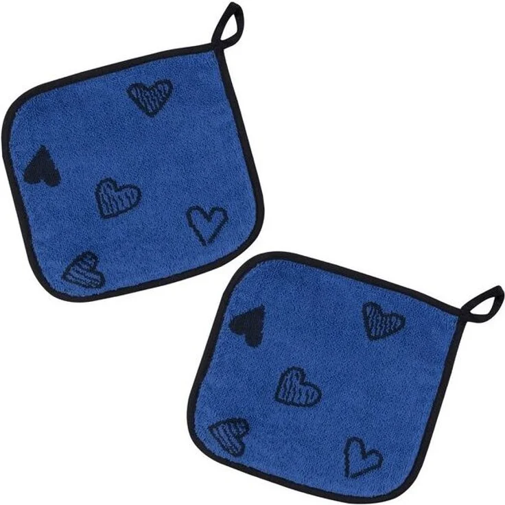 Kracht Topflappen Herzlich, (Set, 2-tlg, Set), 2er Set Topflappen, Baumwoll Frottier, ca. 22x22 cm – Bild 2