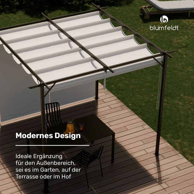 Blumfeldt Pavillon 3x3, Wasserdicht Stabil Winterfest, Pulverbeschichteter Stahlrahmen, Wetterfestes Polyesterdach, Seitliche Jalousien, Einfache Montage, Ganzjährig Nutzbar – Bild 3