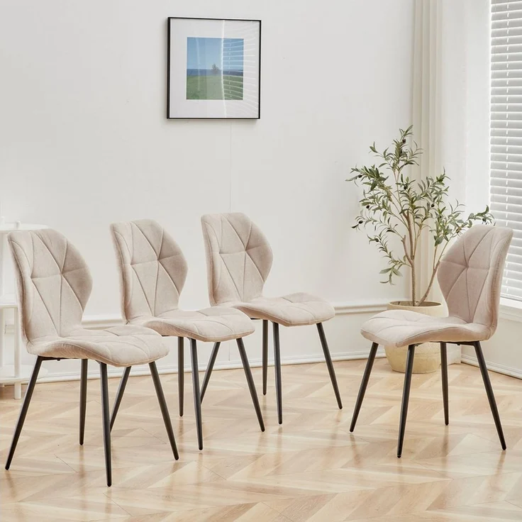 GrandCA HOME Esszimmerstuhl 4er-Set Esszimmerstühle, Küchenstuhl im skandinavischen Stil (4 St), 48 x 45.5 x 84 cm, Beige – Bild 5