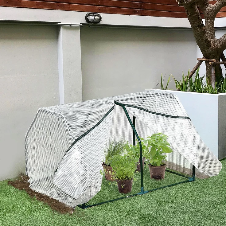 Wohnora-Mini Gewächshaus Foliengewächshaus UV-beständig 99 x 71 x 60 cm für Tomaten und Pflanzen im Garten,H 60cm x T 99cm x B 71cm,Weiß – Bild 4