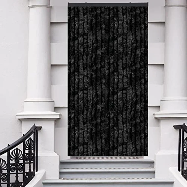 Flauschvorhang 80x185 cm in Unistreifen schwarz, perfekter Insekten- und Sichtschutz für Ihre Balkon- und Terrassentür, viele Farben – Bild 5