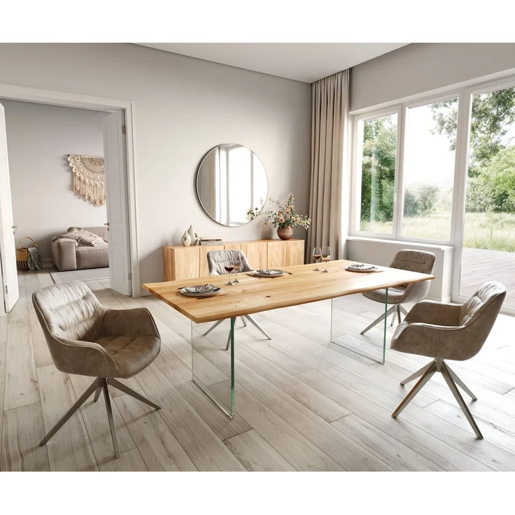 Esstisch Edge 200x100x2,5-3 Eiche Natur Glas Live-Edge – Bild 5