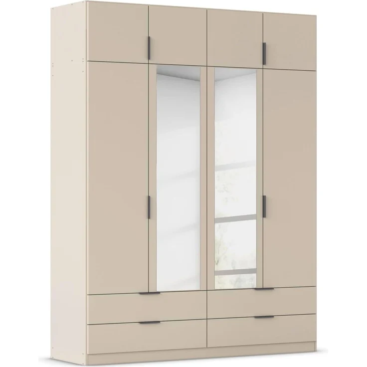 Rauch Möbel Lagoa, Kleiderschrank, Garderobe für Schlafzimmer, Kinderzimmer, Jugendzimmer 8-türig, mit Spiegel, 4 Schubladen, Farbe Beige, Breite 181 – Bild 1
