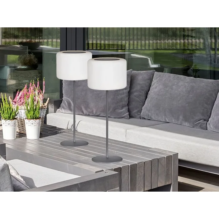 2er SET RGB Tischlampen dimmbar mit Fernbedienung, per USB & Solar aufladbar