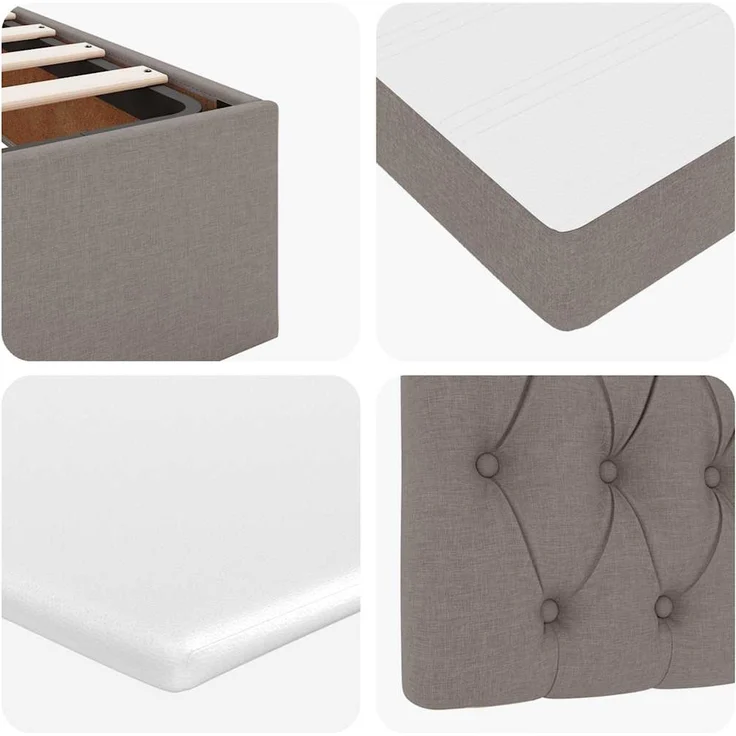 vidaXL Ottoman-Bett mit Matratze Taupe 90x200 cm Stoff 3311515 – Bild 8