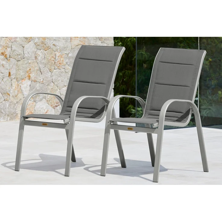 MERXX Stapelstuhl Amalfi Deluxe (Set, 2 St), 2er Set, Alu/Textil, stapelbar – Bild 5