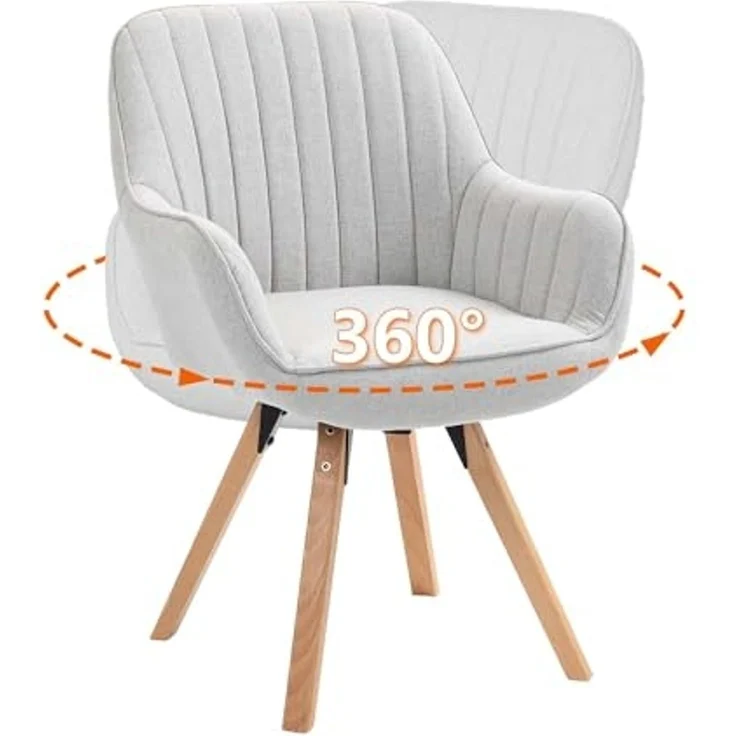 MEUBLE COSY Esstisch mit 2 Esszimmerstühle Drehbar, Essgruppen, 3er-Set, Runder Esstisch, Küchentisch mit 2 Essstühlen, Stahlgestell, für Esszimmer Küche Wohnzimmer, Weiß + Beige – Bild 5