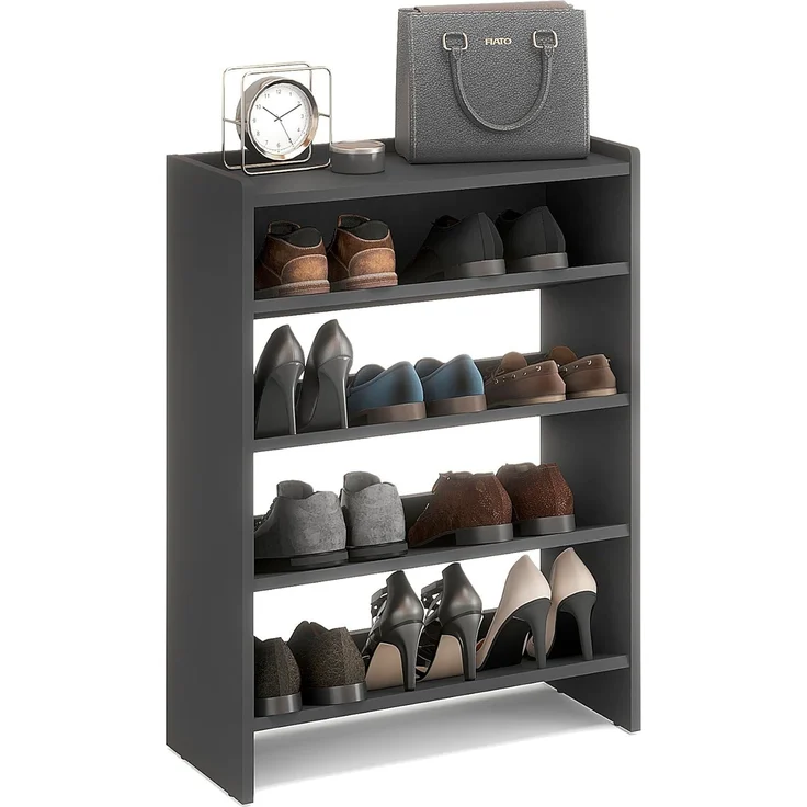 KOMTO Schuhregal Elexis 4 Schmal - Schuhablage Flur mit 4 Ebenen Offener Schuhschrank, Schuhschrank Schuh Organizer Platzsparend, 60 x 25 x 80 cm – Bild 1