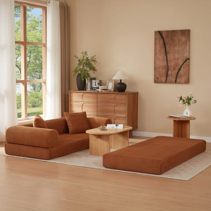 DESVIAE Schlafsofa klappbar 41x41x99 cm aus Schaumstoff, Terrakotta – Bild 3
