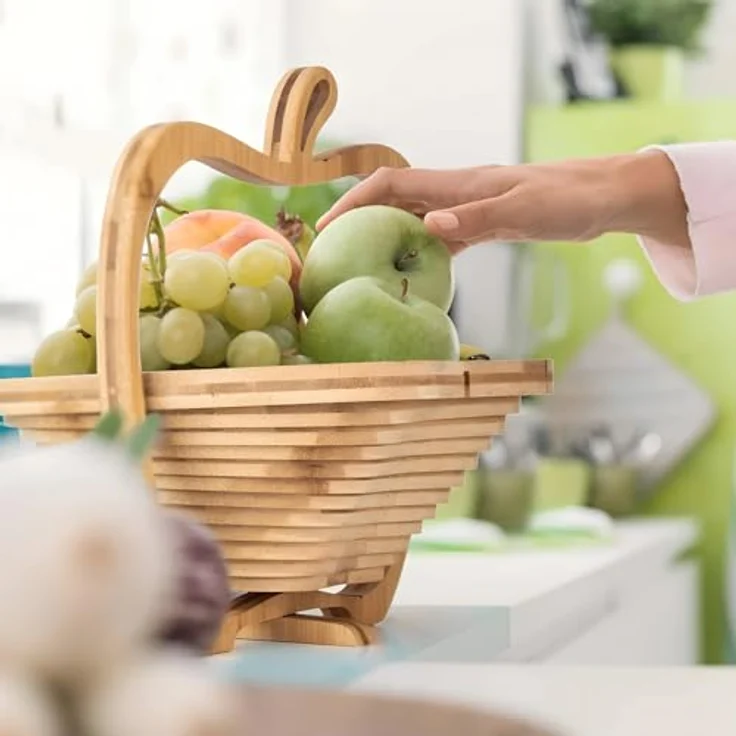 Dimono Obstschale DIMONO Obstkorb Apfelform – Obstschale faltbar Bambus, Bambus, (Faltkorb), Gemüseschale & Topfuntersetzer – Bild 6