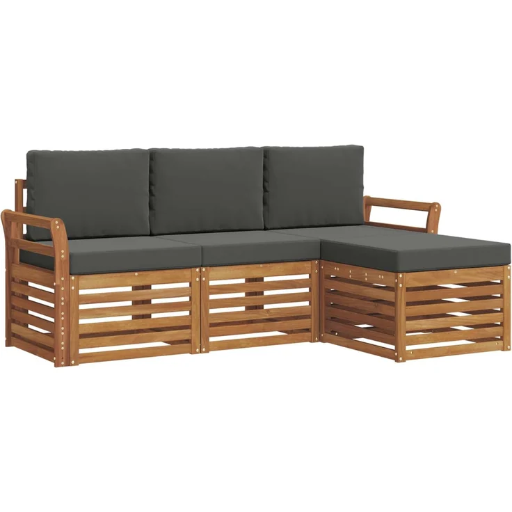 vidaXL Outdoor-Sofagarnitur 4 stk. 4-Sitzer Natur und Anthrazit 3374612 – Bild 2