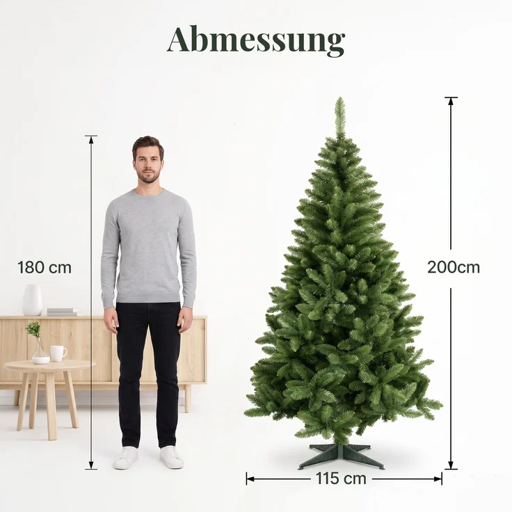 Aurelia Home Künstlicher Weihnachtsbaum 200 cm – PVC-Zweige, Kreuzständer – Bild 6