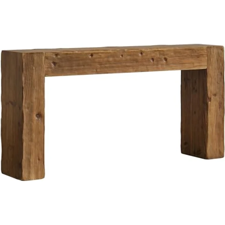 LITTLE TREE Massivholz-Konsolentisch, 160 cm Tisch im Landhausstil hinter dem Sofa für den Eingangsbereich, Sofatische für das Wohnzimmer, Langer Flurtisch, einfache Montage, rustikales Braun – Bild 8