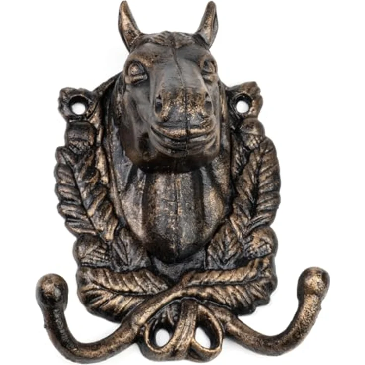 Rustikaler Wandhaken Kleiderhaken Pferdekopf Antik-Look - Haken aus massivem Material für Jacken, Handtücher & Schlüssel - Maße: 16 x 11,5 x 8 cm - Dekorativer Garderobenhaken – Bild 8