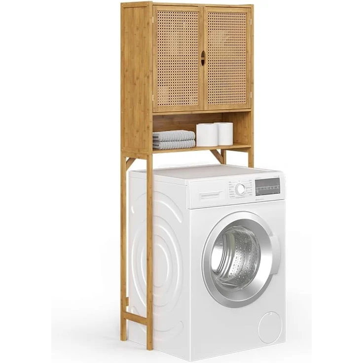 Waschmaschinenschrank Liora Bambus 66 x 168 cm mit 2 Türen Vicco – Bild 5
