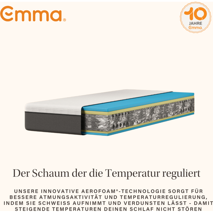 Emma '25 Flip' Schaummatratze, 90x200 cm, 100% Polyester, Weiß – Bild 6