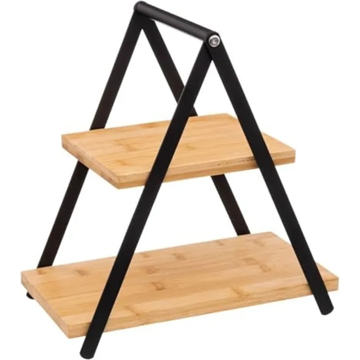 Etagere aus Bambus für Kuchen, Obst, 2 Etagen, H. 29,3 cm