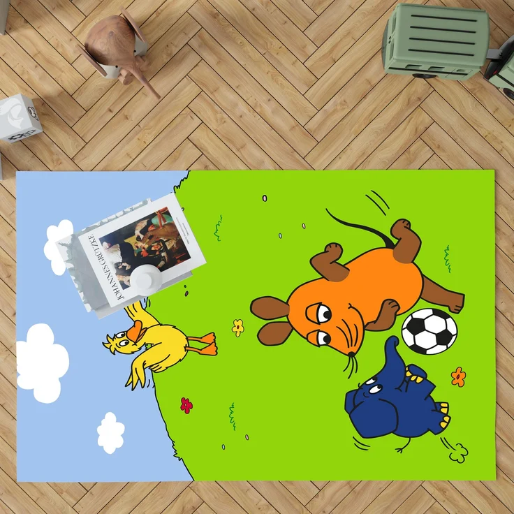 BERONAGE Kinderteppich Die Sendung mit der Maus Fußball Spiel-Teppich 100x133 cm, rechteckig, Höhe: 10 mm, rutschfest – Bild 2