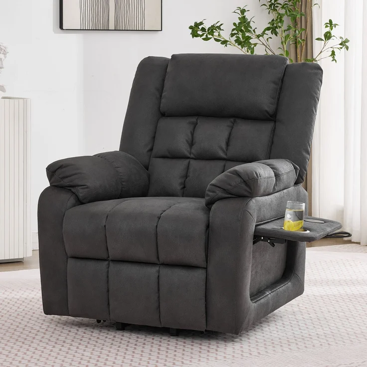 TV-Sessel 103x96x87 cm für 1 Person, elektrisch aufstehbar, mit Massage und Wärme, grau – Bild 1