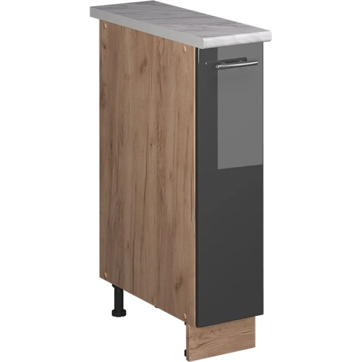 Apothekerschrank Fame-Line Anthrazit Hochglanz/Goldkraft Eiche 20 cm, AP Marmor Vicco – Bild 1