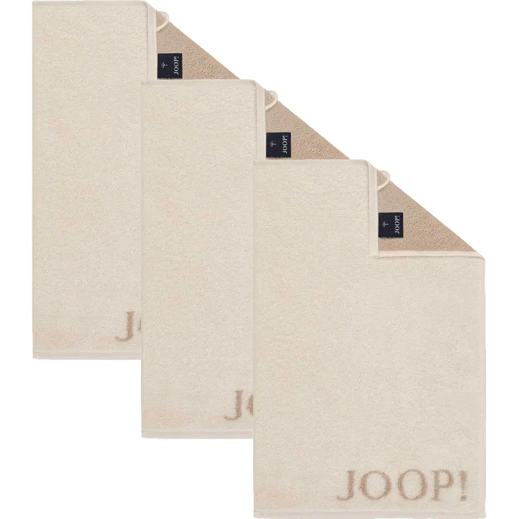 JOOP! Gästetuch Classic Frottierkollektion, 3er Pack - Walkfrottier Creme 30x50cm