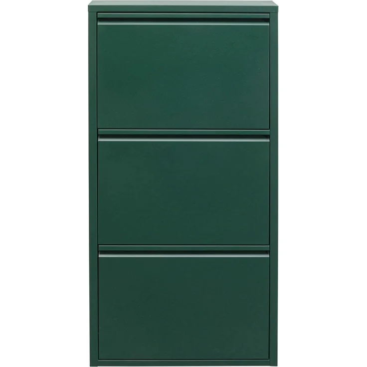 Kare Design Schuhschrank Caruso, Grün, Stahl, mit 3 Klappen, Schuhablage für 6 Paar Schuhe, schmal, platzsparend, hoch, Schuhregal, Eingangsbereich, 103 x 50 x 15 cm (H/B/T) – Bild 1