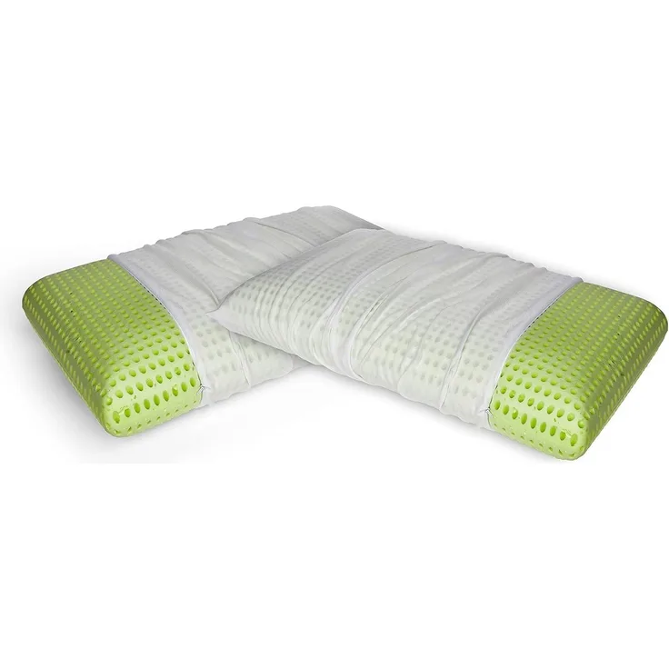 Talamo Italia - Talamo Italia 2er-Set Kissen für das Bett, 100% Made in Italy, Abnehmbares "Seifen"-Kissen aus perforiertem Memory-Schaum, hypoallergen und atmungsaktiv, 70x40xh16 cm