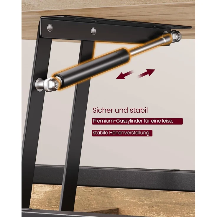 VASAGLE Couchtisch, höhenverstellbar, mit offenem Fach und versteckten Fächern, Holz/Metall Kamelbraun-tintenschwarz, 50x100 cm – Bild 6