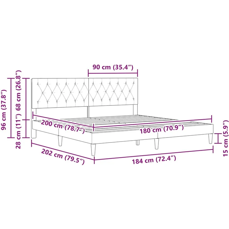 vidaXL Bettrahmen mit Kopfteil Rosa 180 x 200 cm Samt 42027682 – Bild 9