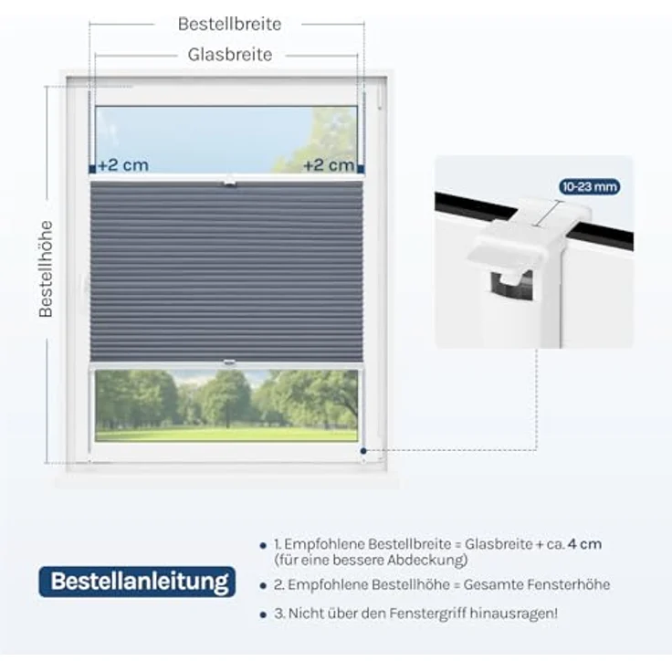 WOLTU Wabenplissee ohne Bohren Verdunklung Thermo Doppelplissee Klemmfix Zweifarbig 70x130 cm Blau-Weiß, Plissee Faltrollo Sonnen-, Sicht- & Schallschutz, Jalousie Plisseerollo für Fenster & Tür – Bild 8