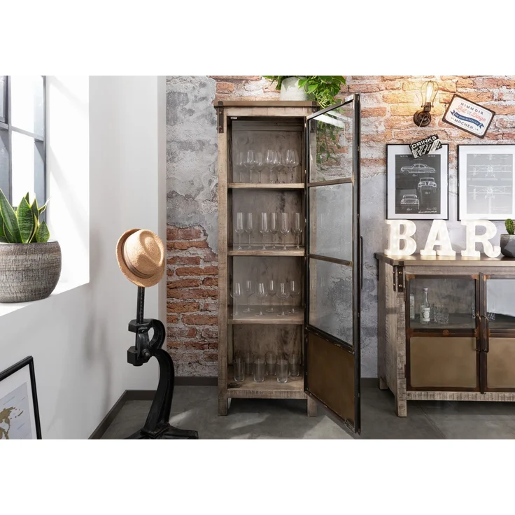 Vitrine Mango 60x40x180 braun lackiert HEAVY INDUSTRY #242 – Bild 4