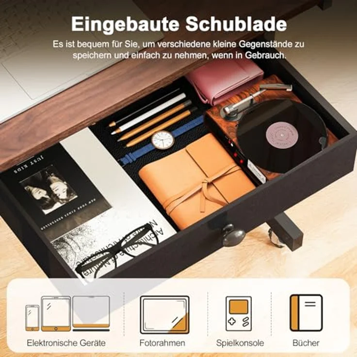 GTPLAYER Höhenverstellbarer Schreibtisch, Computertisch Laptoptisch mit Schubladen,Tisch höhenverstellbar 80 * 50*(73-115) cm, Standing Desk mit Rollen – Bild 3