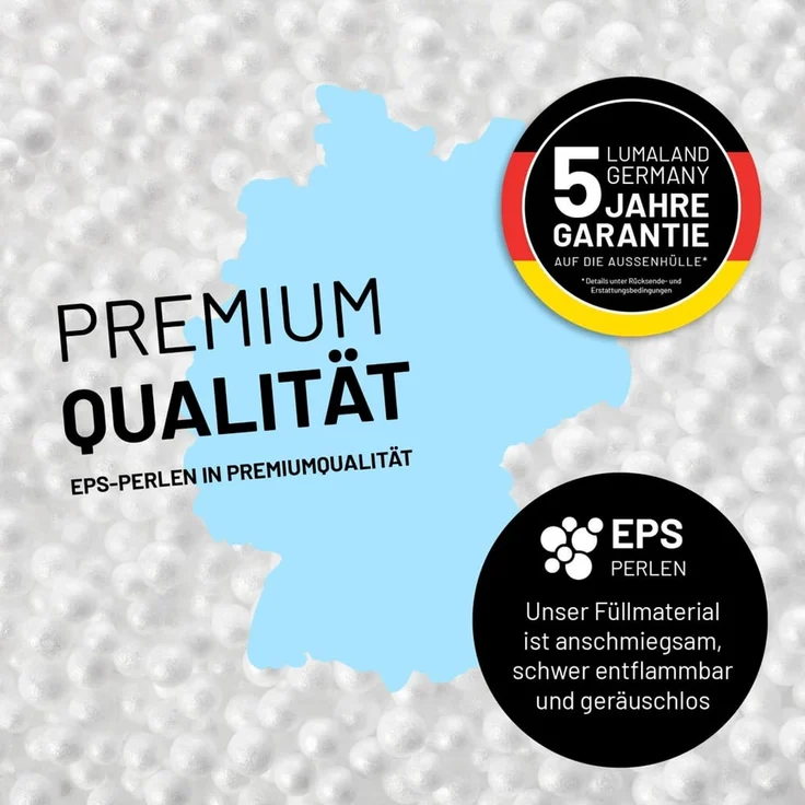 Lumaland 'Karo' Sitzsack XXL für Outdoor & Indoor, Polyester, Blau/Grau, 380 l – Bild 7