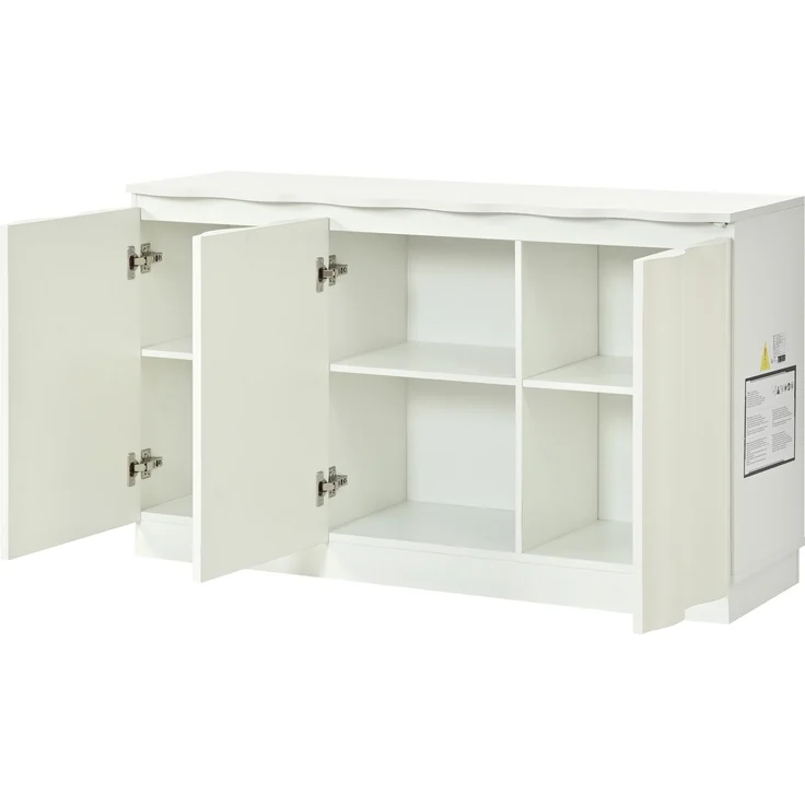Sideboard 120 x 39,5 x 69,5 cm in Weiß mit 3 Türen, verstellbaren Einlegeböden und App-gesteuertem LED-Licht – Bild 9