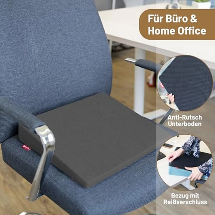 Herlag Keilkissen Stella, Ergonomisches Sitzkeilkissen 37 x 33 x 7/2cm Waschbarer Bezug – Bild 6