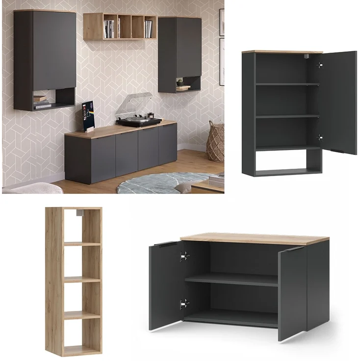 Wohnwand Wido Anthrazit 5 Teile Vicco – Bild 2