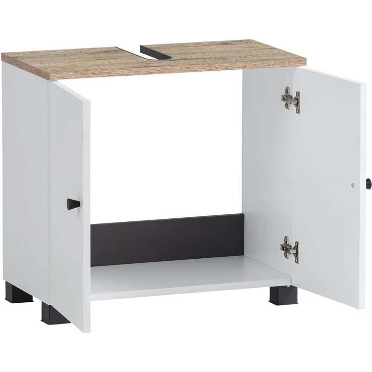 Schildmeyer Balto Waschbeckenunterschrank 157427, kreideweiß/Wildeiche, 59,8 x 32,6 x 62,4 cm – Bild 3