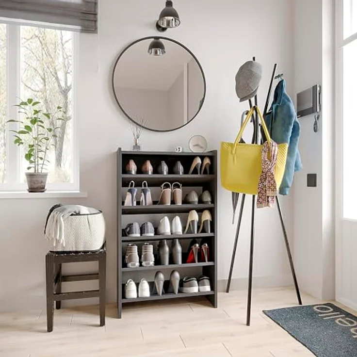 KOMTO Schuhregal Elexis 5 Schmal - Schuhablage Flur mit 5 Ebenen Offener Schuhschrank, Schuhschrank Schuh Organizer Platzsparend, 60 x 25 x 98 cm – Bild 3