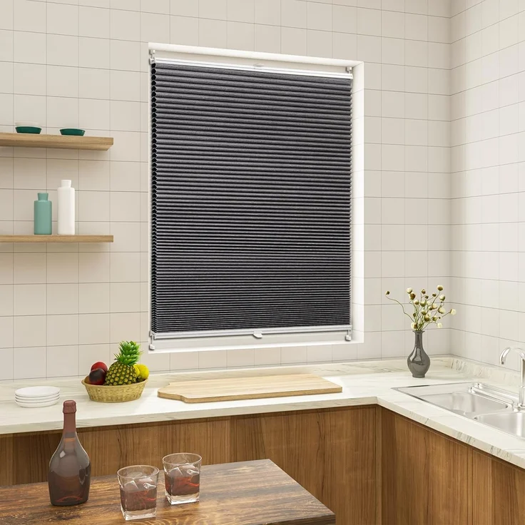 WOLTU Wabenplissee ohne Bohren Verdunklung Thermo Doppelplissee Klemmfix Zweifarbig 90x120 cm Dunkelgrau-Weiß, Plissee Faltrollo Sonnen-, Sicht- & Schallschutz, Jalousie Plisseerollo für Fenster & Tür – Bild 7