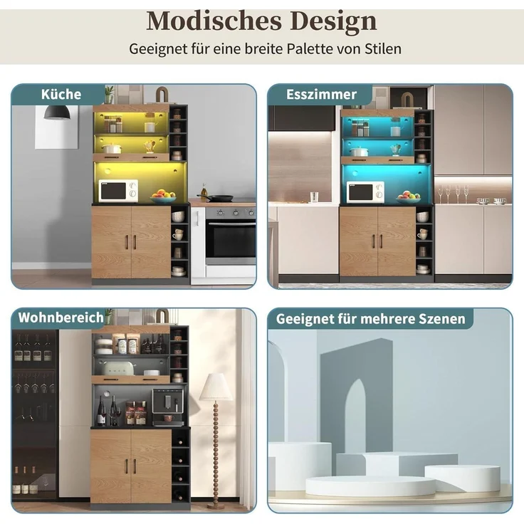 Küchenschrank Buffet Highboard Holz LED – Bild 4