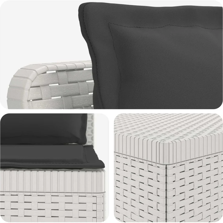 vidaXL 6-Sitzer Garten Sofa mit Kissen Rattan Look PP Weiß 3444131 – Bild 7