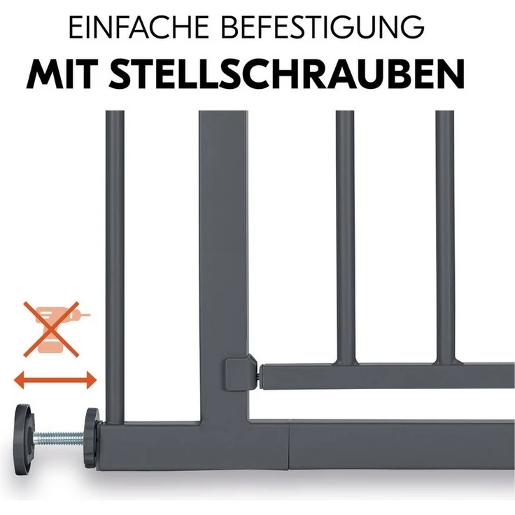 Hauck Treppenschutzgitter Türschutzgitter Open N Stop 2, für Breiten 75-80 cm, ohne Bohren, Einhändiges Beidseitiges Öffnen, Manueller Schließmechanismus, Metall (Dark Grey) – Bild 2