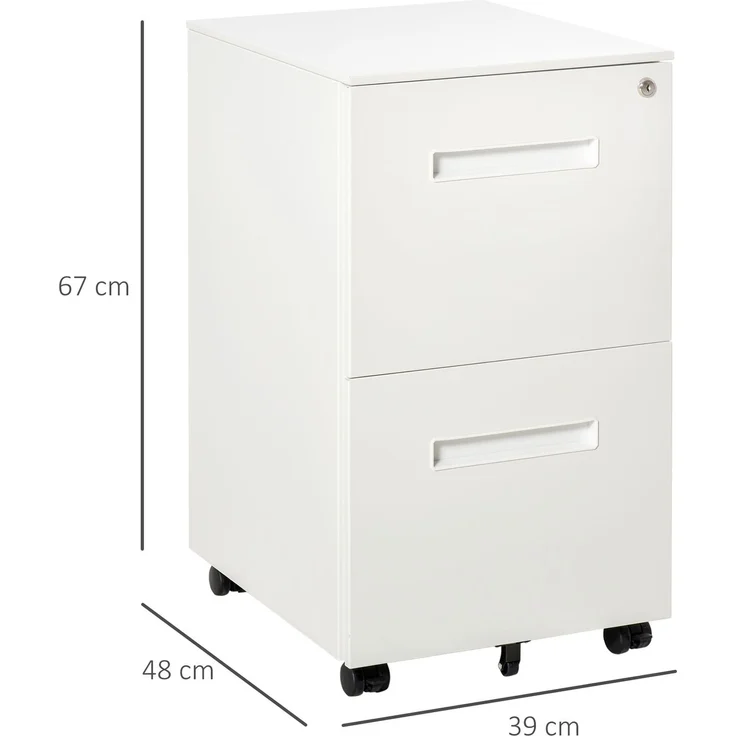 Rollcontainer, Aktenschrank, Trennwand, zentral abschließbar, Stahlgehäuse, 5 Räder, weiß, 39 x 48 x 67 cm--Weiß--67x48x39cm--YOUDENOVA – Bild 5