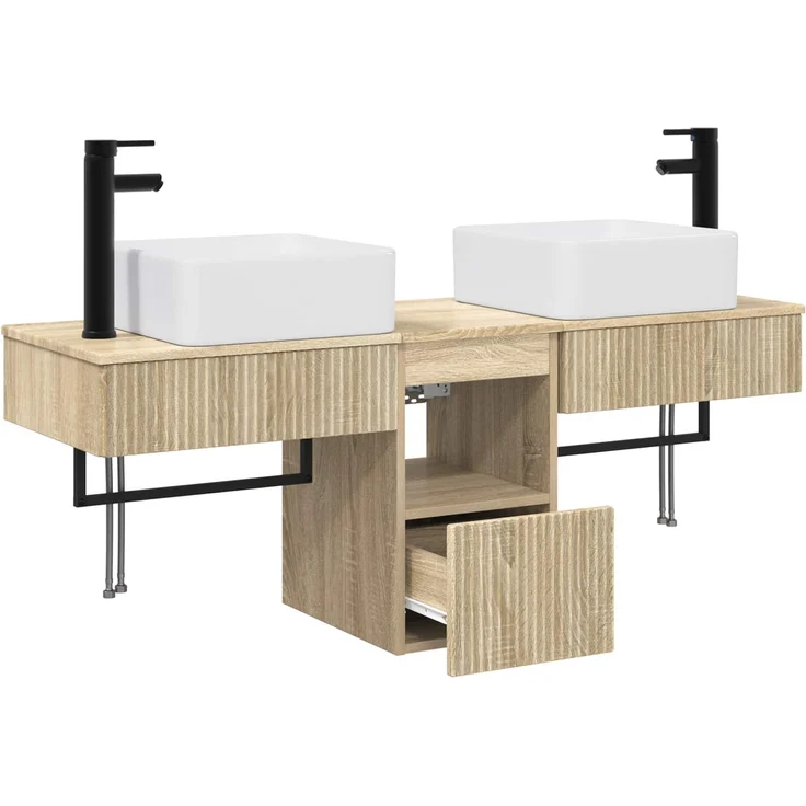 vidaXL Badezimmerschrank-Set 3 stk. Sonoma-Eiche 130 x 41 x 80 cm 3405599 – Bild 4