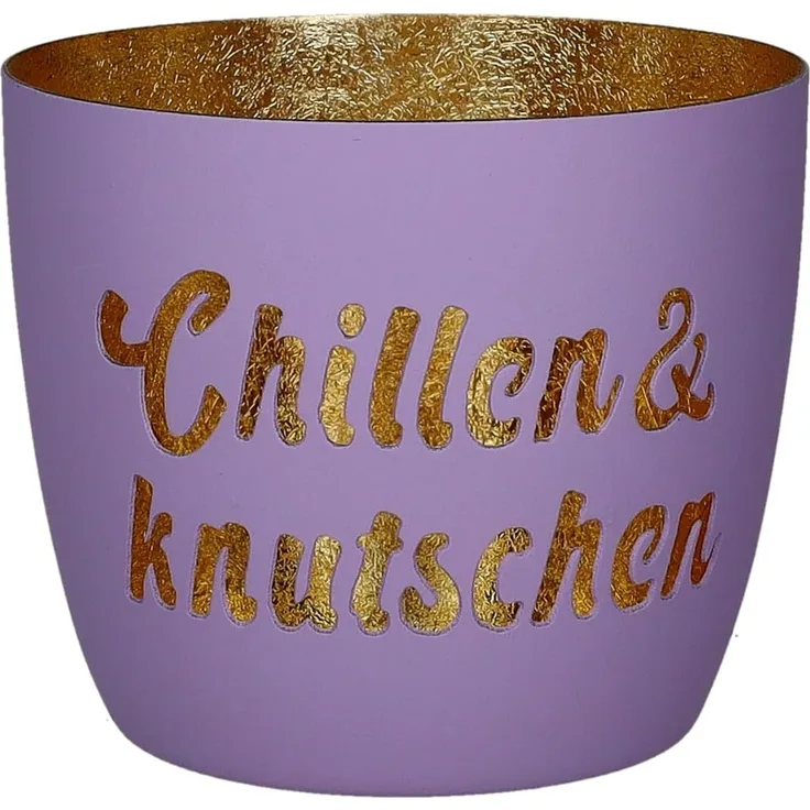 Gift Company Madras Windlicht M Motiv: Chillen & knutschen lila/gold
